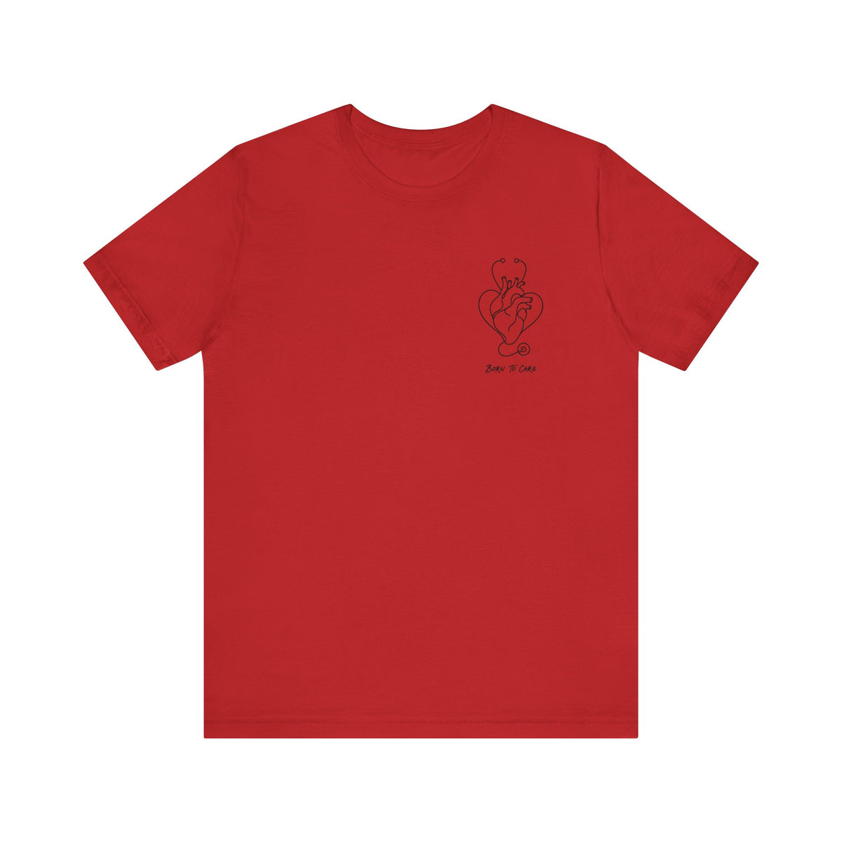 Born to Care Heart Stethoscope T-Shirt in Red