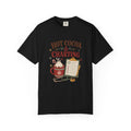 Hot Cocoa and Charting printed Comfort Colors 1717 Christmas tee in Black