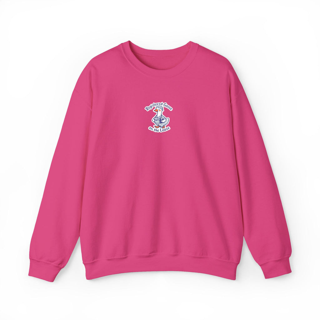 Registered Goose on the Loose Embroidered Sweatshirt in Heliconia