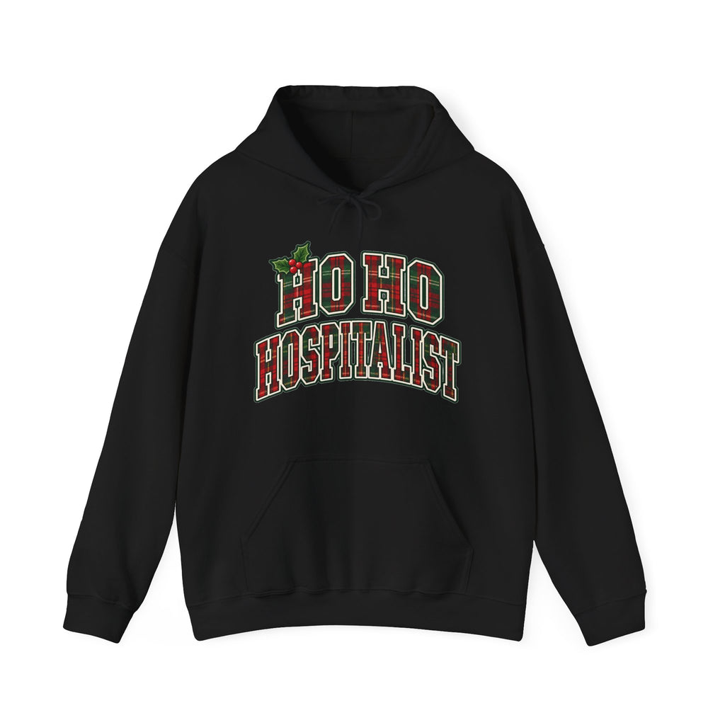 Ho Ho Hospitalist Plaid Hoodie in Black