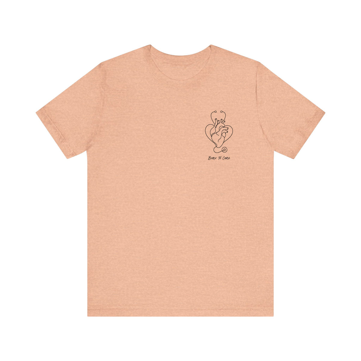Born to Care Heart Stethoscope T-Shirt in Heather Peach