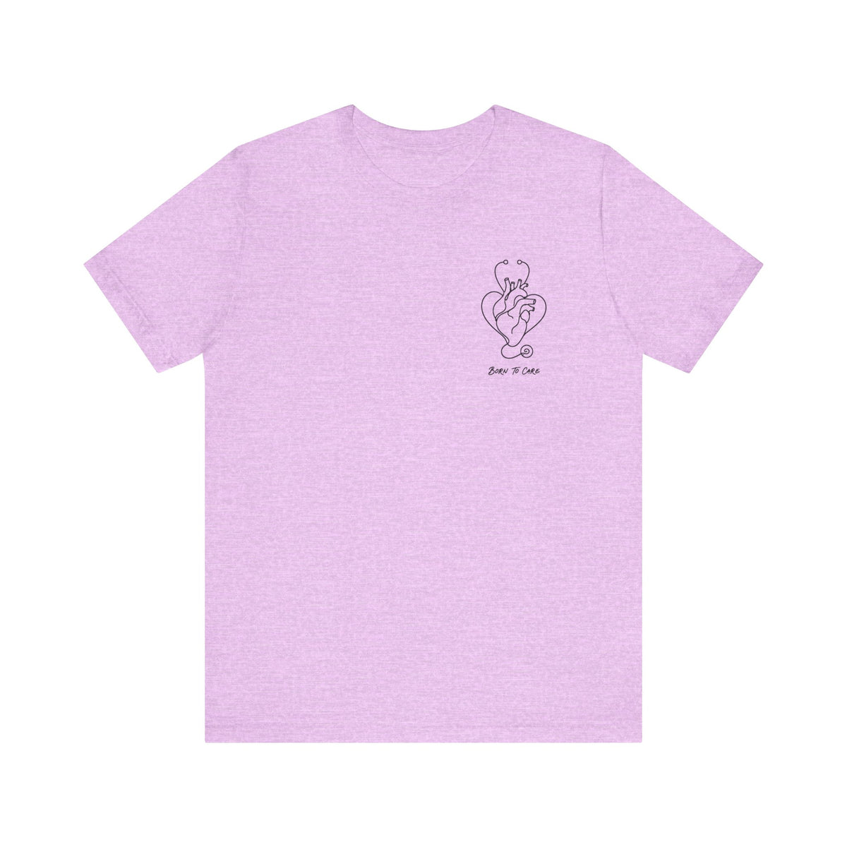 Born to Care Heart Stethoscope T-Shirt in Heather Prism Lilac