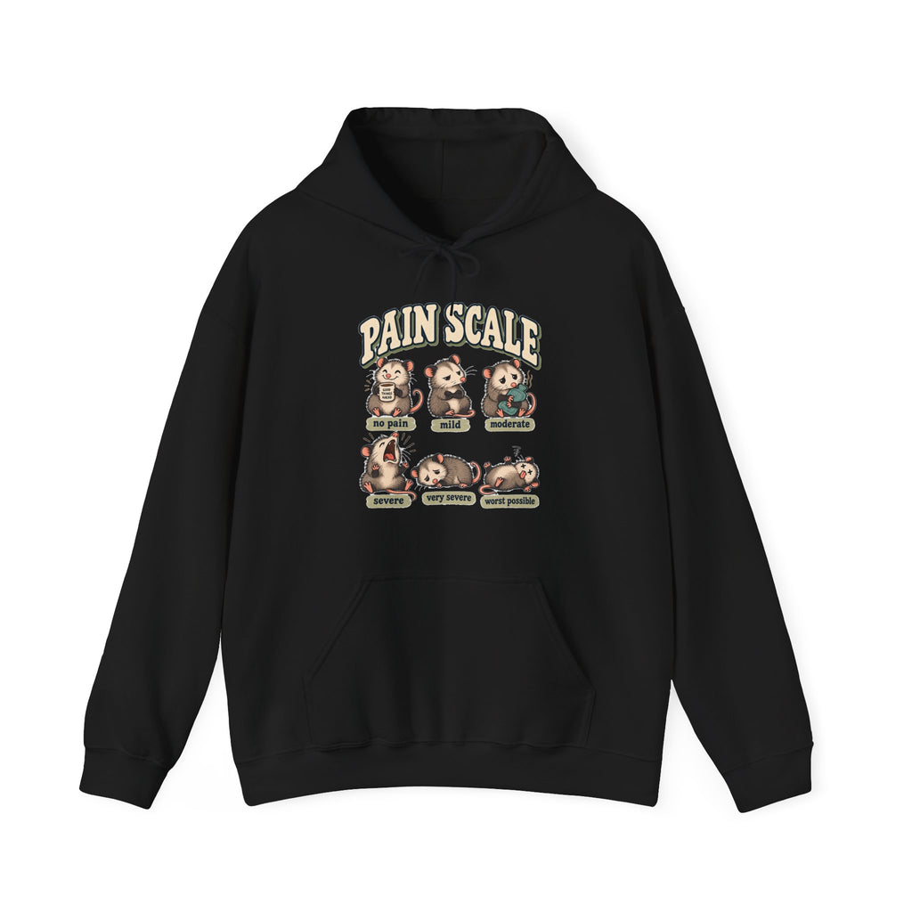 Pain Scale Opossum Hoodie in Black