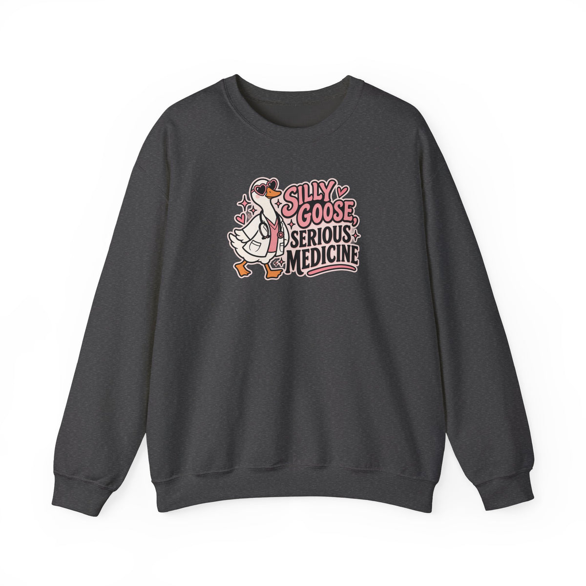 Silly Goose Serious Medicine Sweatshirt in Dark Heather
