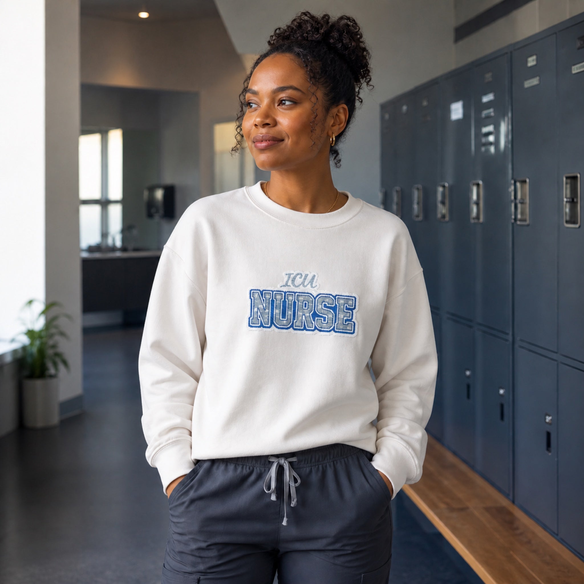 ICU Nurse Collegiate Crewneck Sweatshirt — Critical Care Nurse Gift