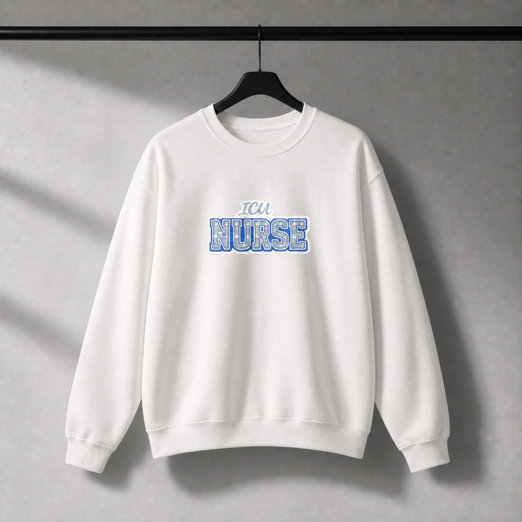ICU Nurse Collegiate Crewneck Sweatshirt — Critical Care Nurse Gift