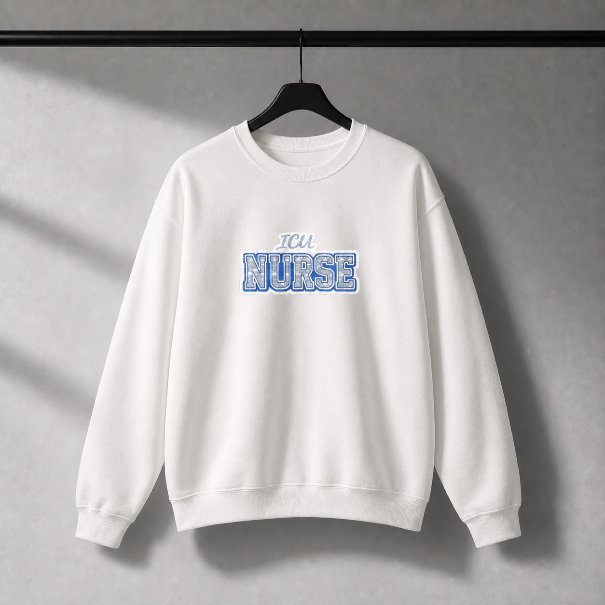 ICU Nurse Collegiate Crewneck Sweatshirt — Critical Care Nurse Gift
