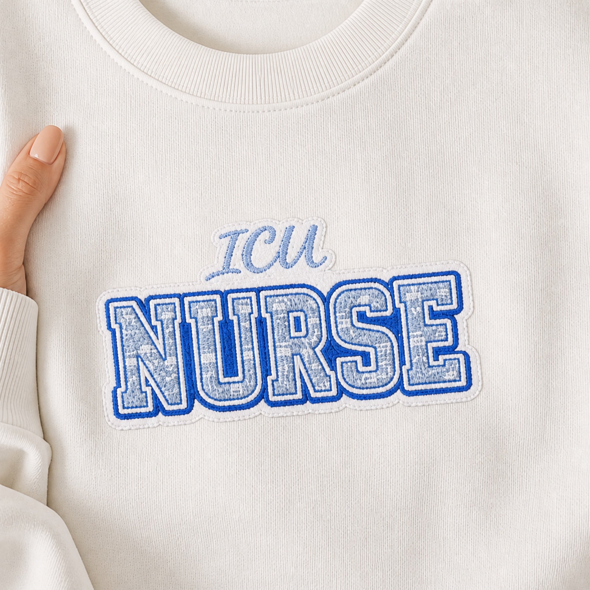 ICU Nurse Collegiate Crewneck Sweatshirt — Critical Care Nurse Gift