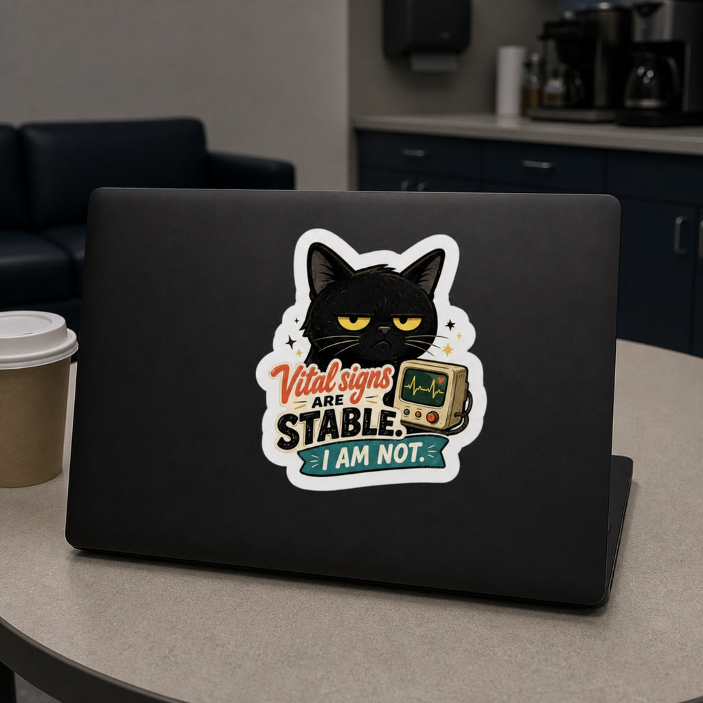 Vital Signs Are Stable Sticker | Grumpy Cat Kiss-Cut Nurse Gift
