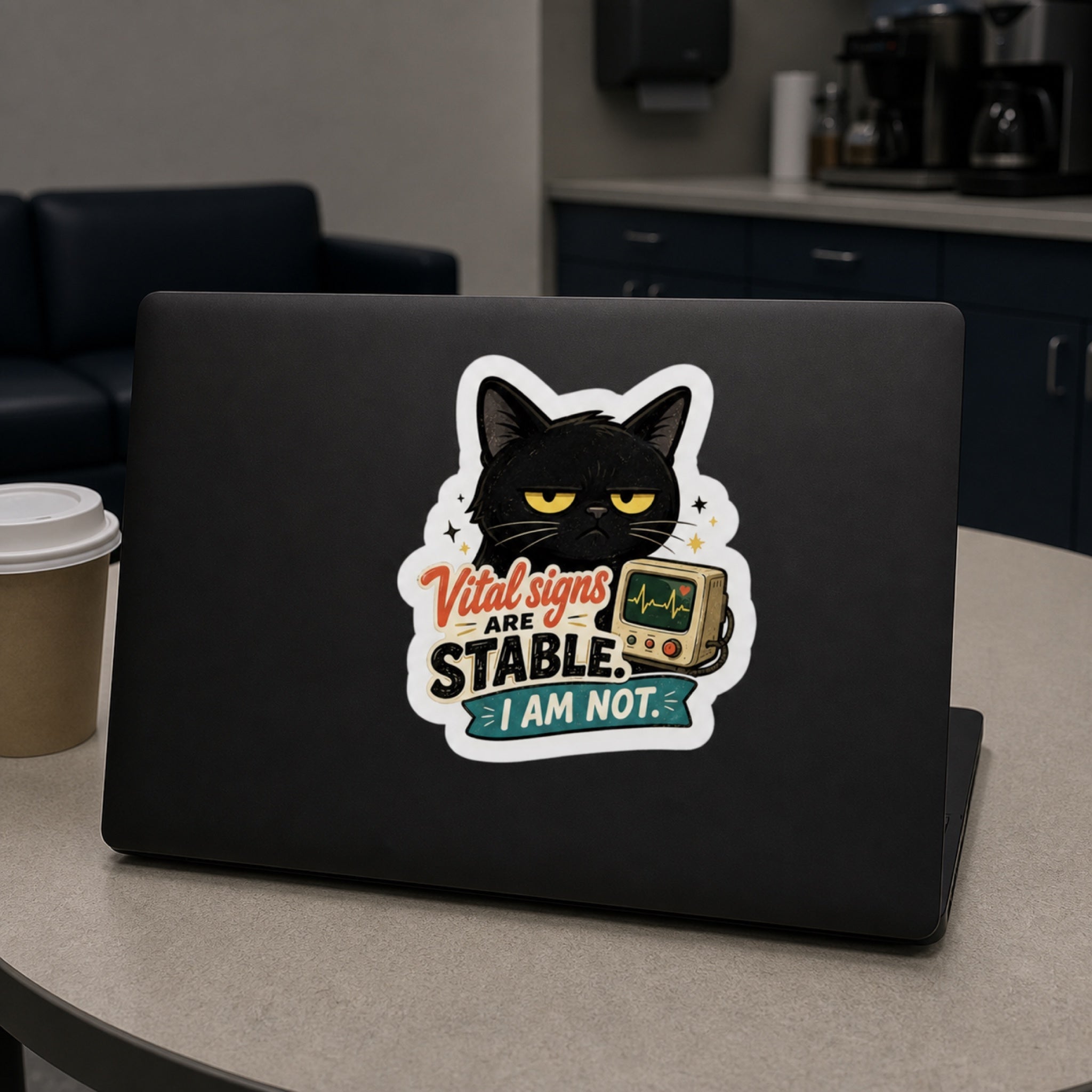 Vital Signs Are Stable Sticker | Grumpy Cat Kiss-Cut Nurse Gift