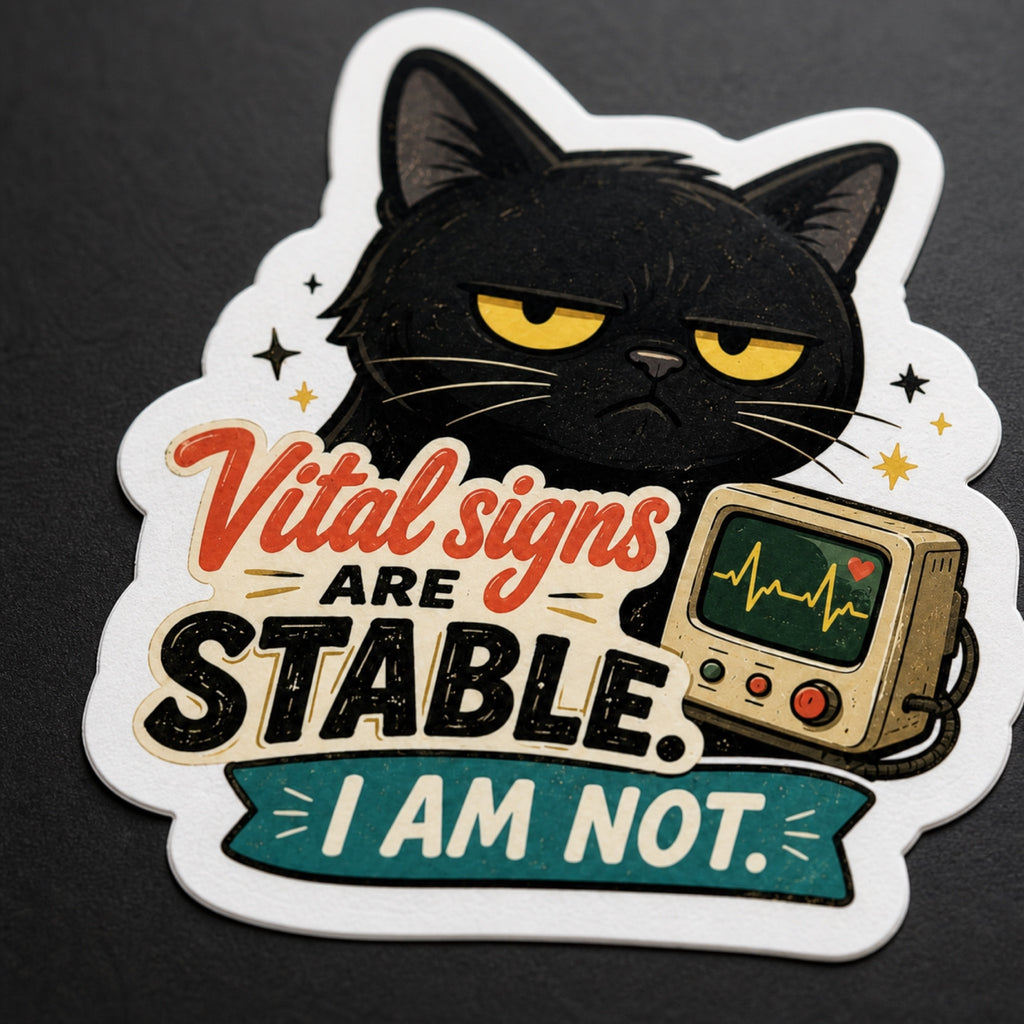 Vital Signs Are Stable Sticker | Grumpy Cat Kiss-Cut Nurse Gift