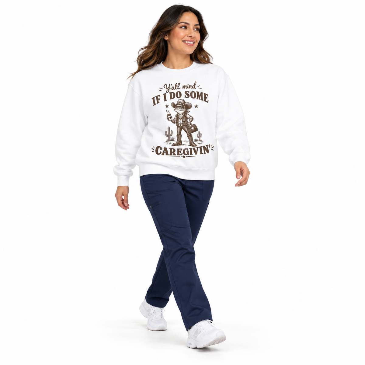 Y'all Mind If I Do Some Caregivin' Cowboy Frog Sweatshirt