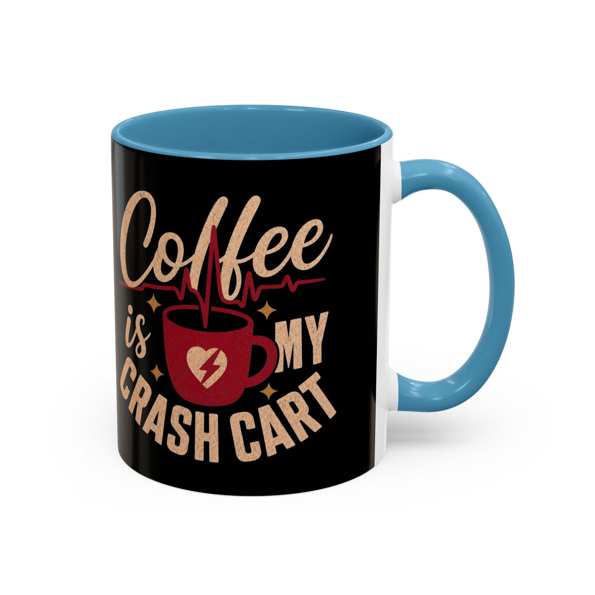 Light Blue accent Coffee Is My Crash Cart mug, 11oz native product photograph on white