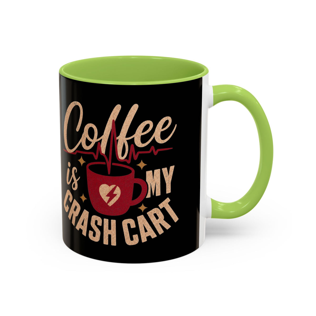 Light Green accent Coffee Is My Crash Cart mug, 11oz native product photograph on white