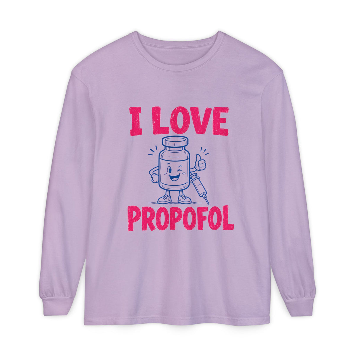 Orchid I Love Propofol Comfort Colors 6014 long-sleeve shirt, native front view on white