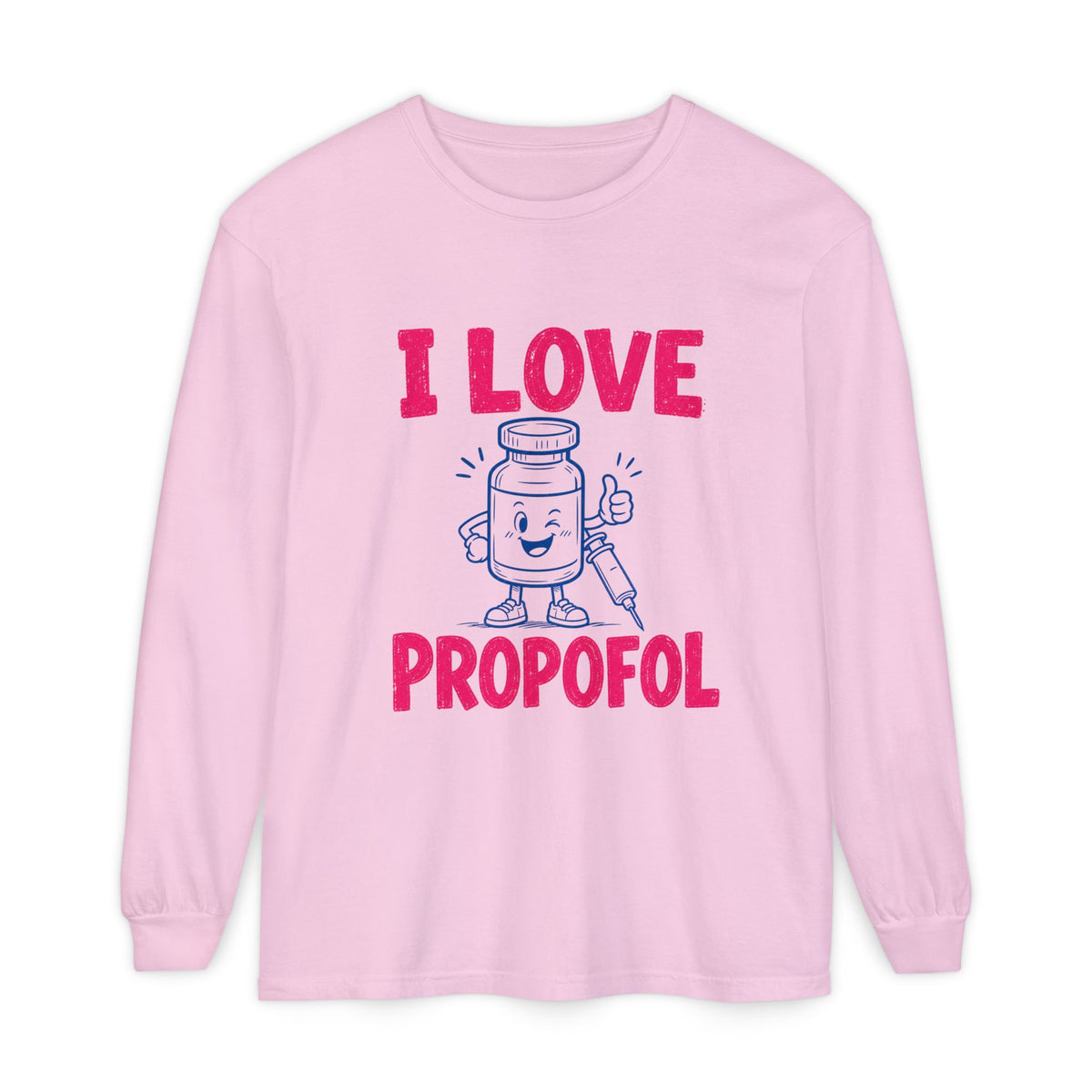 Blossom I Love Propofol Comfort Colors 6014 long-sleeve shirt, native front view on white