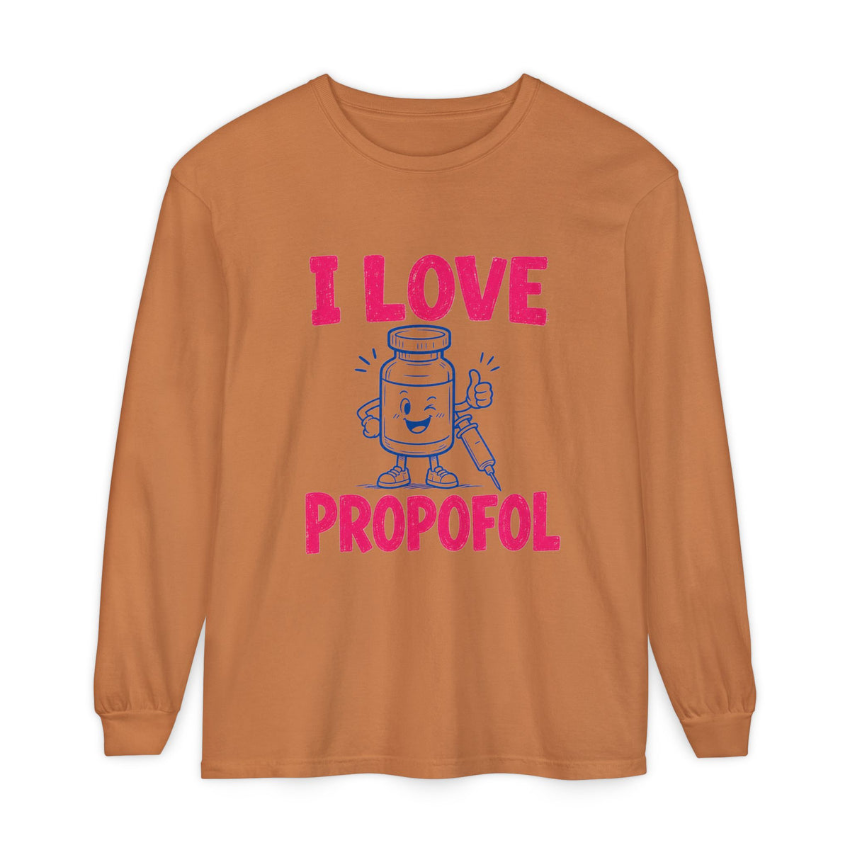 Yam I Love Propofol Comfort Colors 6014 long-sleeve shirt, native front view on white