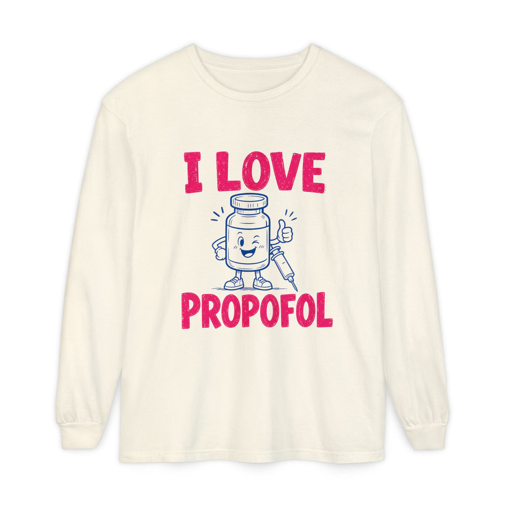 Ivory I Love Propofol Comfort Colors 6014 long-sleeve shirt, native front view on white