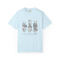 Chambray Ear Nose and Throat floral ENT tee, accurate front mockup on white