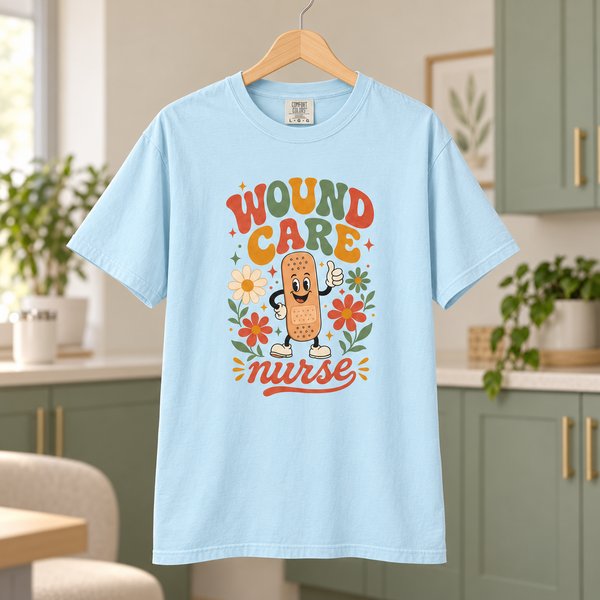 Wound Care Nurse Shirt, Floral Comfort Colors Tee