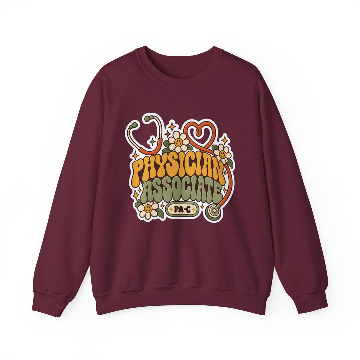 Physician Associate Retro Groovy Sweatshirt in Maroon