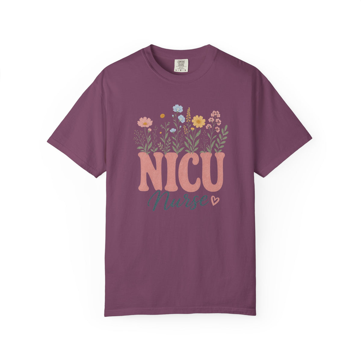 Pastel wildflower NICU Nurse Comfort Colors 1717 tee in Berry
