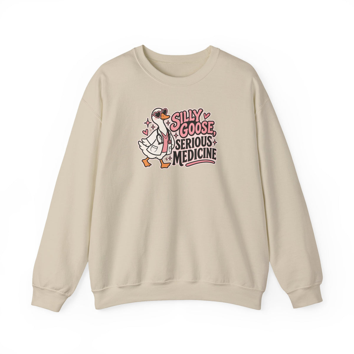 Silly Goose Serious Medicine Sweatshirt in Sand