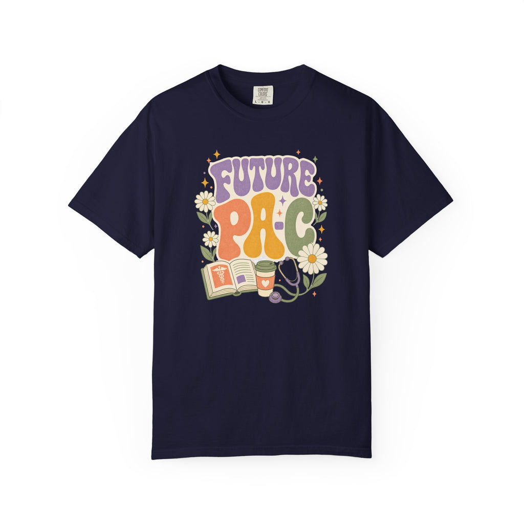 Future PA-C floral Comfort Colors 1717 tee in True Navy
