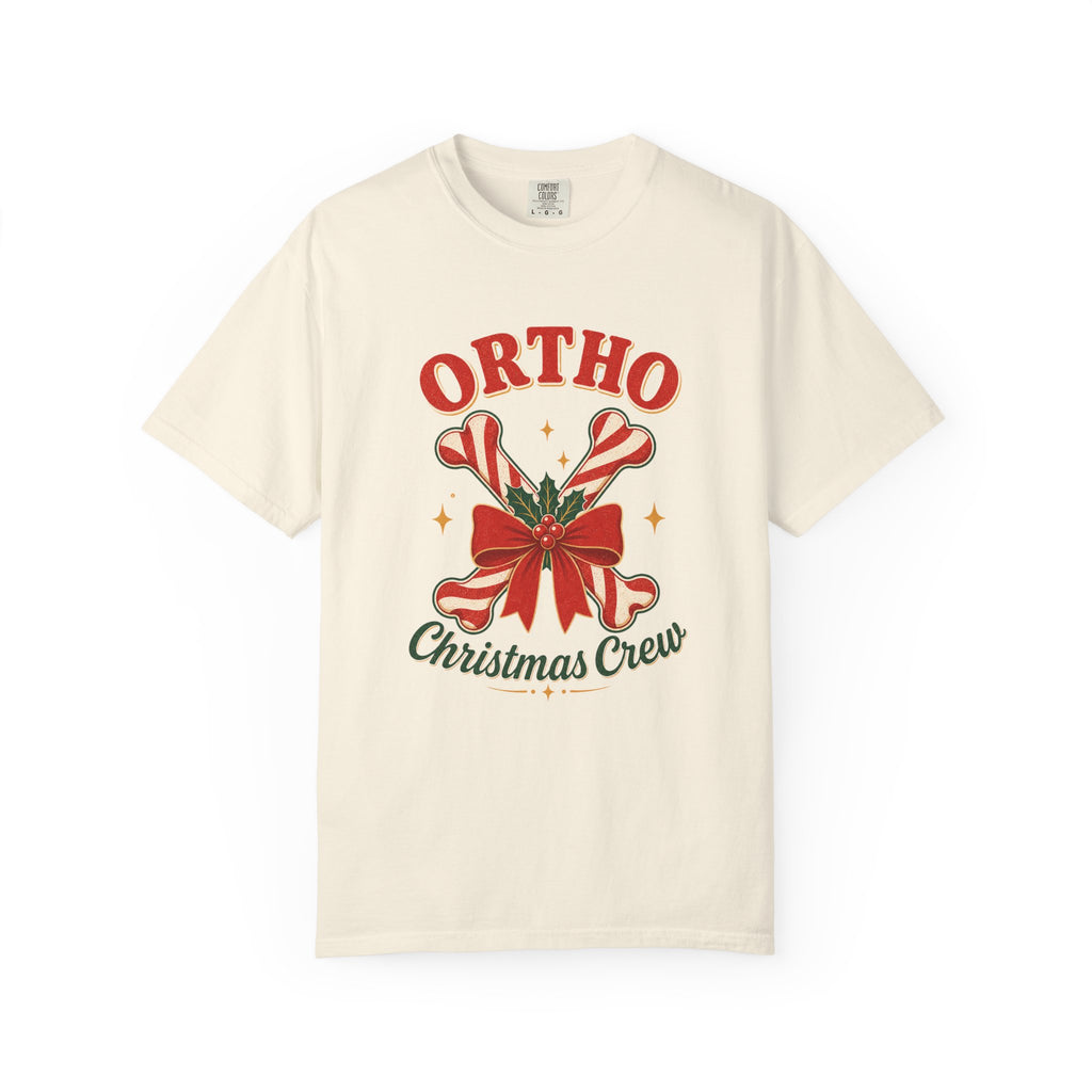 Ortho Christmas Crew candy-cane bones Comfort Colors 1717 tee in Ivory
