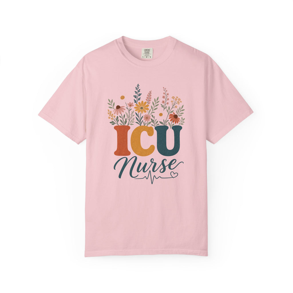 Wildflower ICU Nurse Comfort Colors 1717 tee in Blossom