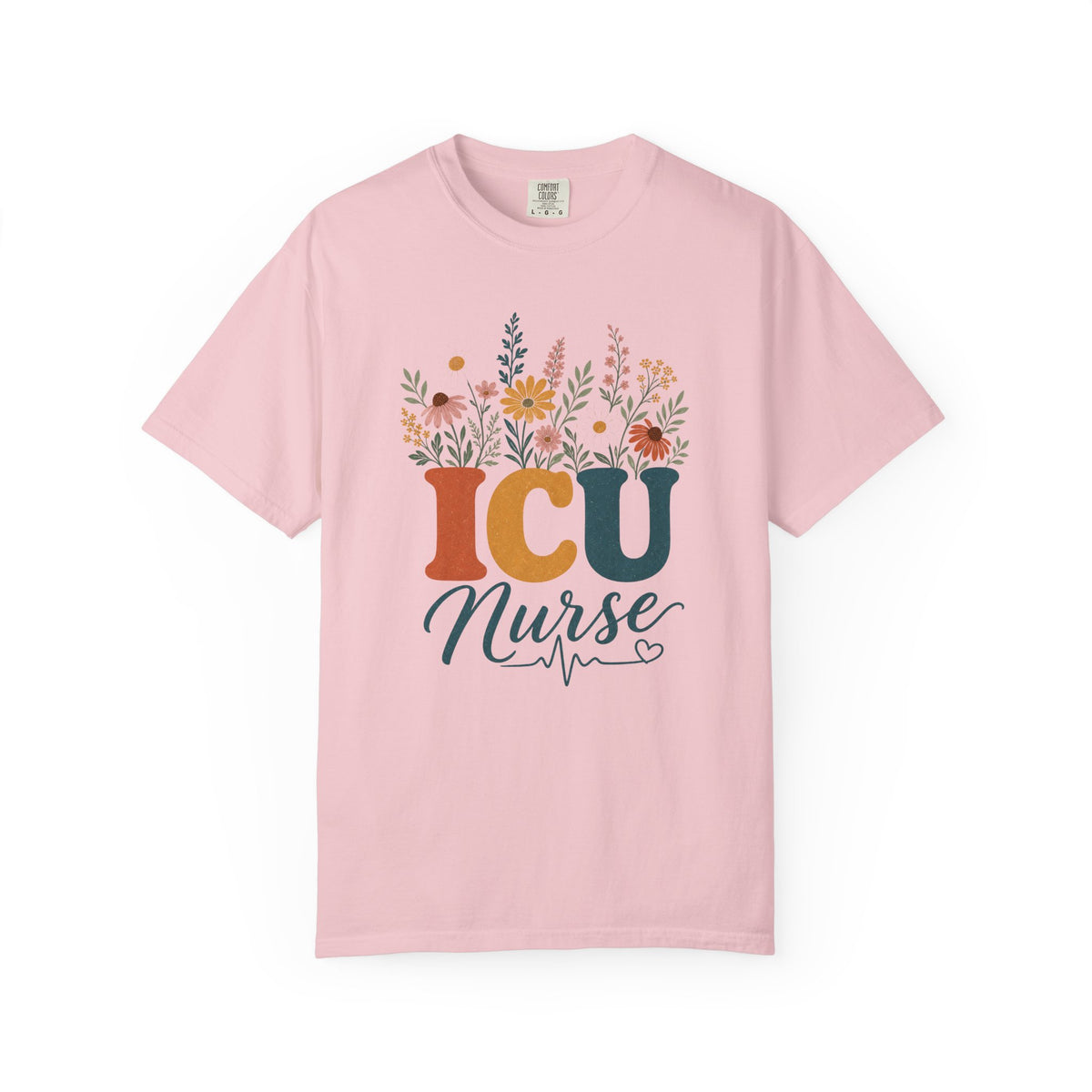 Wildflower ICU Nurse Comfort Colors 1717 tee in Blossom
