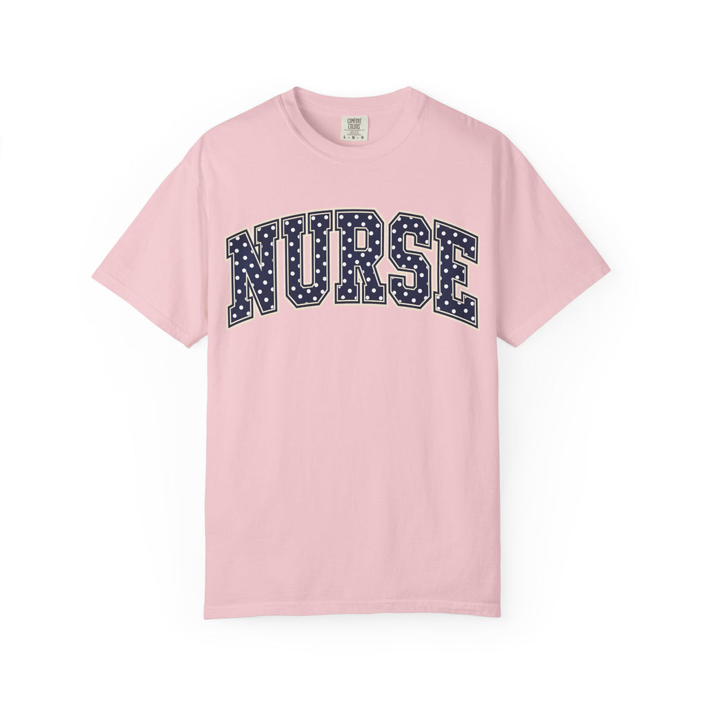 Nurse Polka Dot Varsity Shirt in Blossom