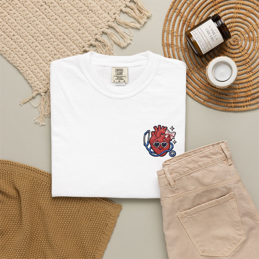 Cute Anatomical Heart Doctor Comfort Colors T-Shirt | Cardiology Nurse Gift