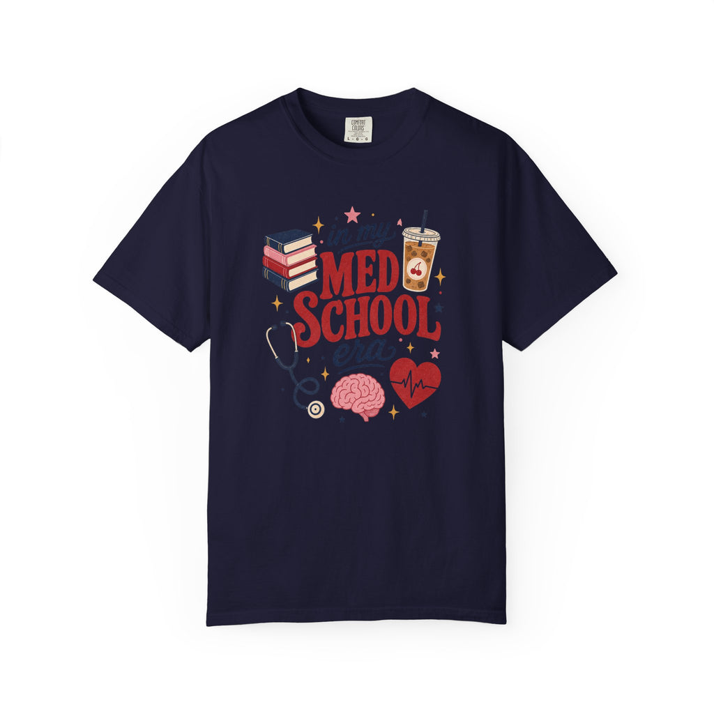 In My Med School Era Comfort Colors 1717 tee in True Navy