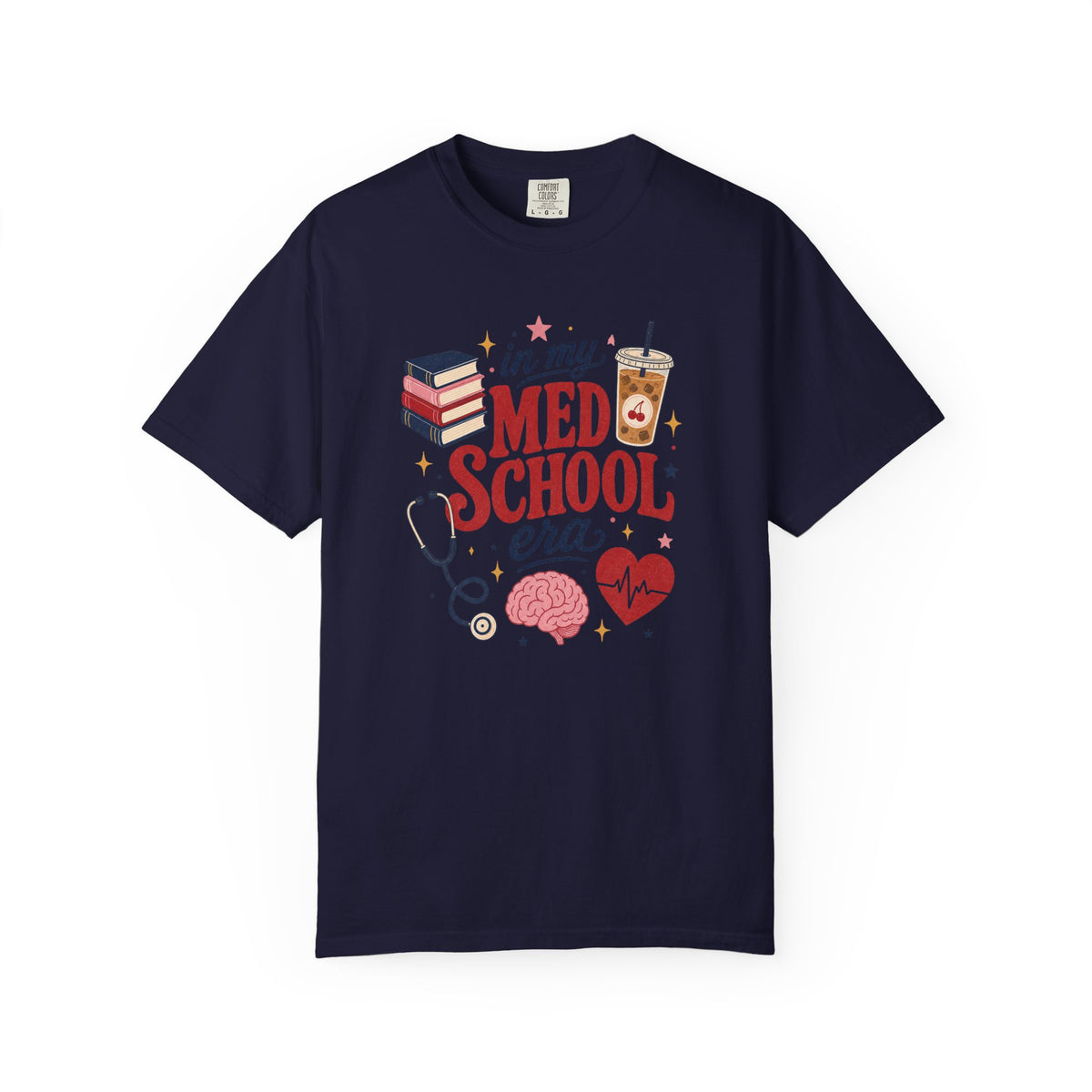 In My Med School Era Comfort Colors 1717 tee in True Navy