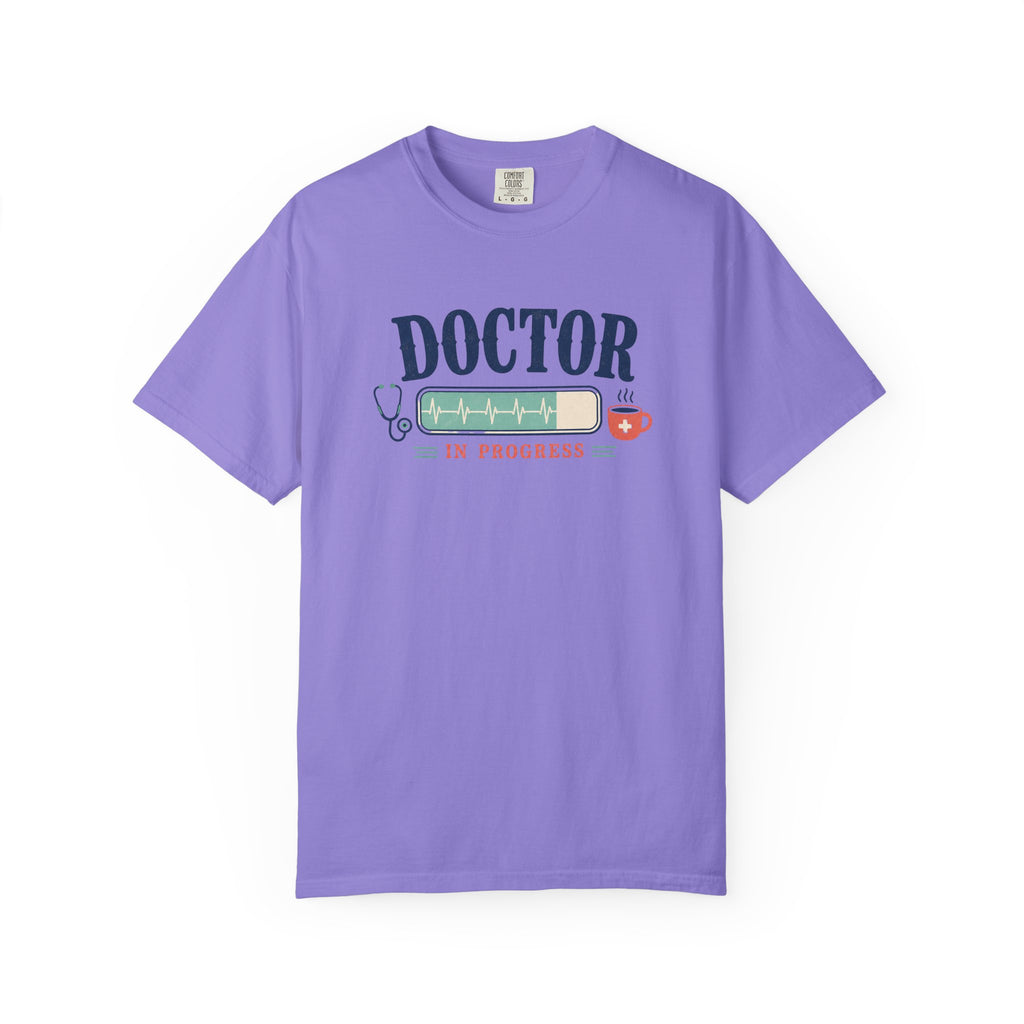 Doctor in Progress printed Comfort Colors 1717 tee in Violet