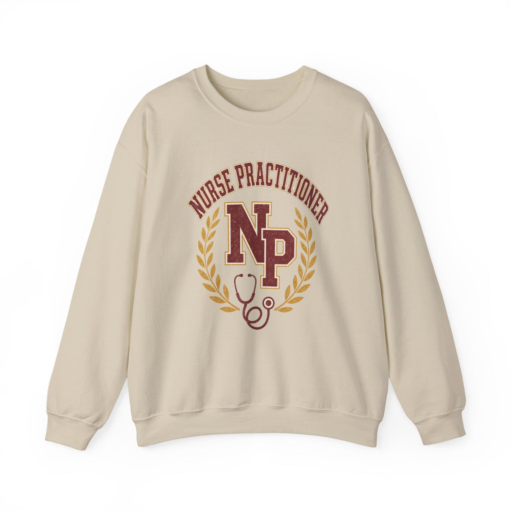 Sand Nurse Practitioner NP Gildan 18000 sweatshirt, native front product view