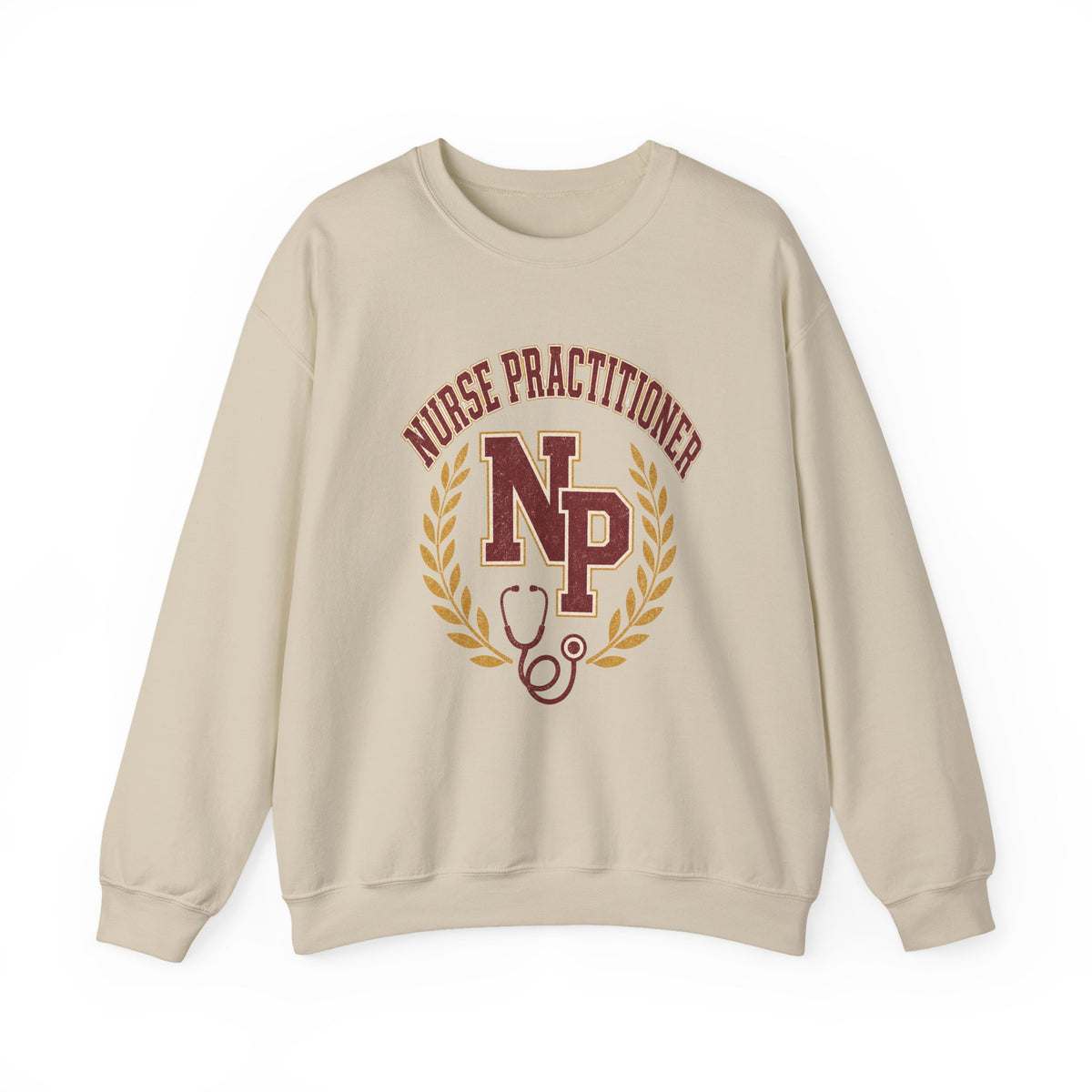 Sand Nurse Practitioner NP Gildan 18000 sweatshirt, native front product view