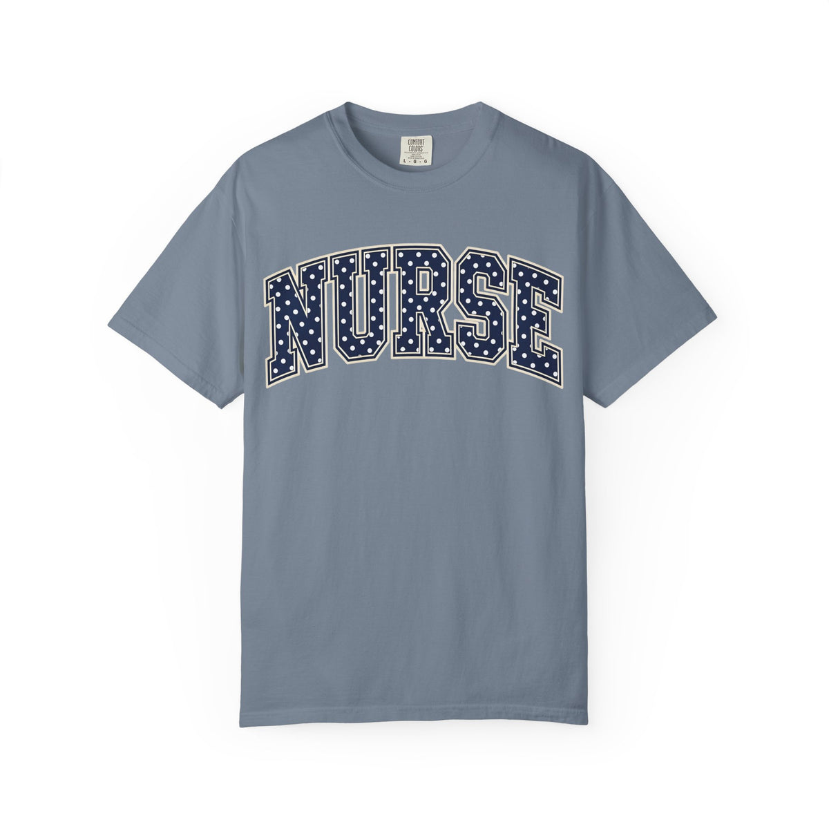 Nurse Polka Dot Varsity Shirt in Blue Jean