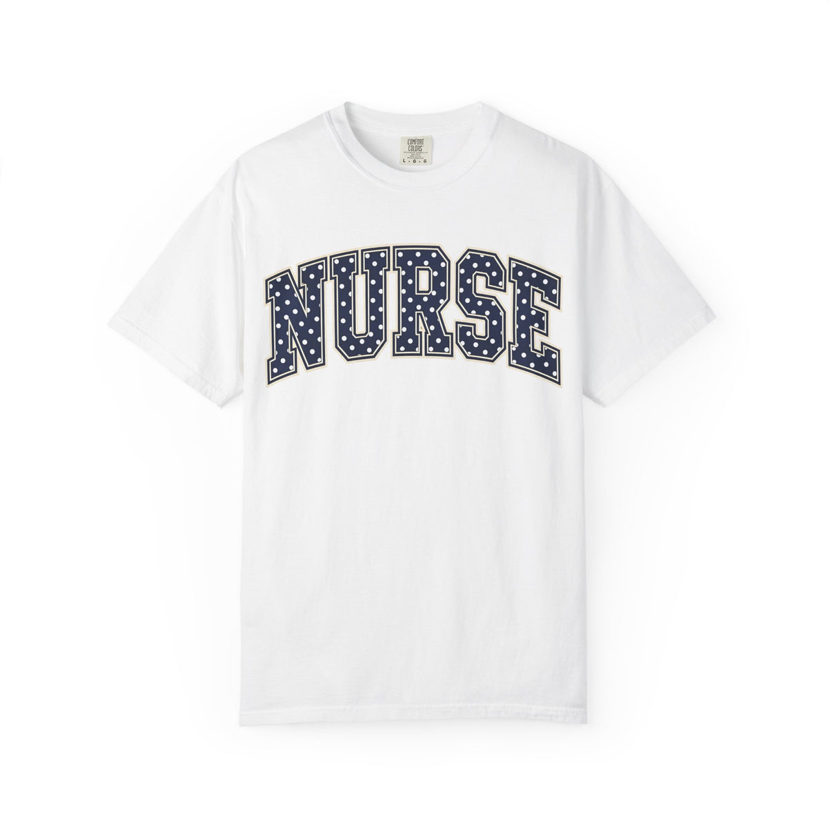Nurse Polka Dot Varsity Shirt in White