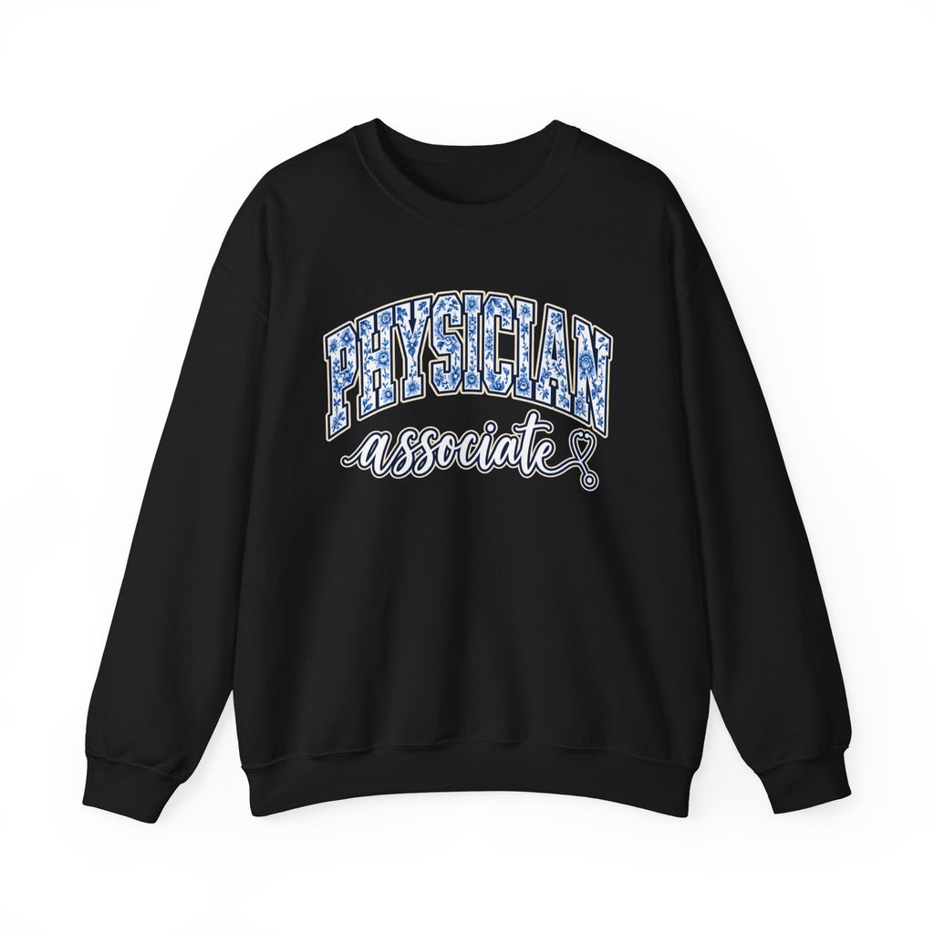 Physician Associate Floral Varsity Sweatshirt in Black