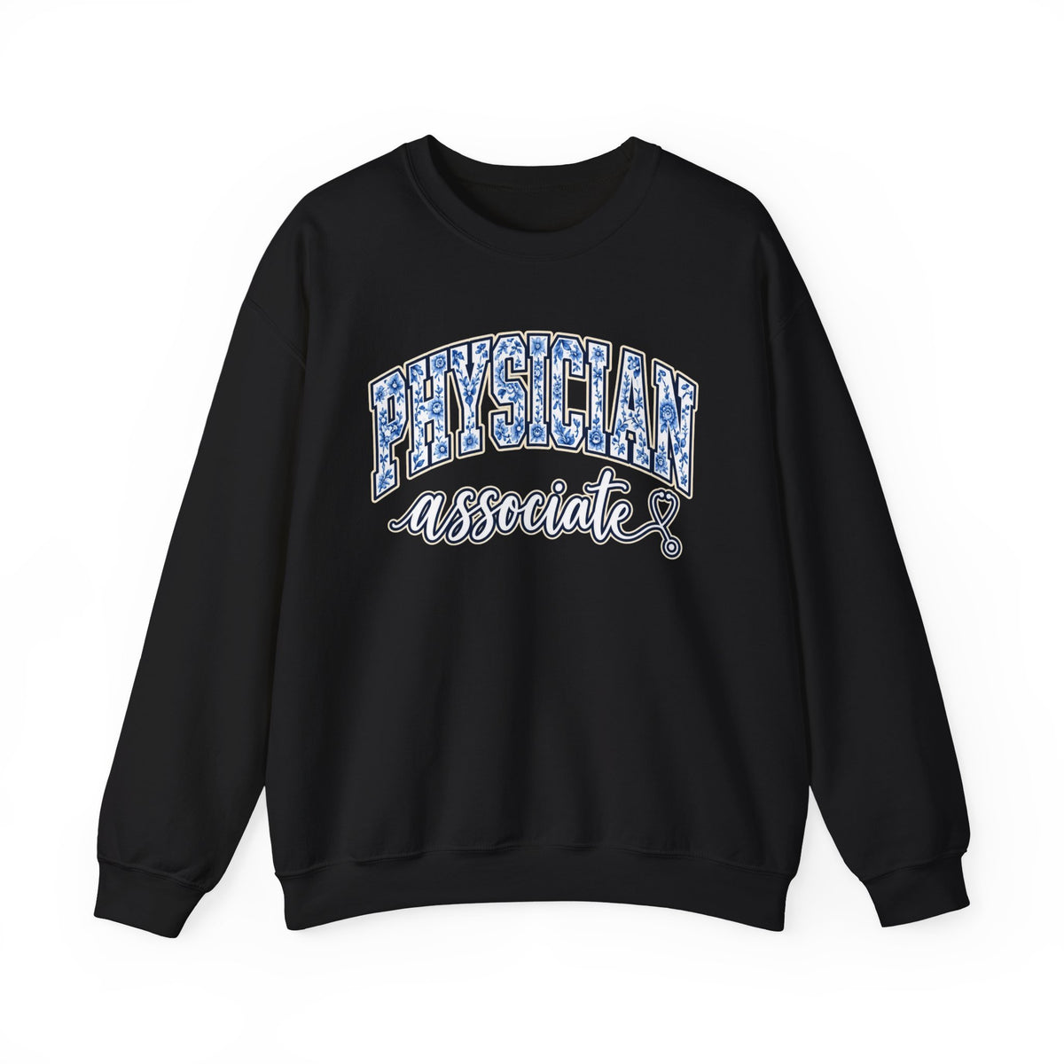 Physician Associate Floral Varsity Sweatshirt in Black