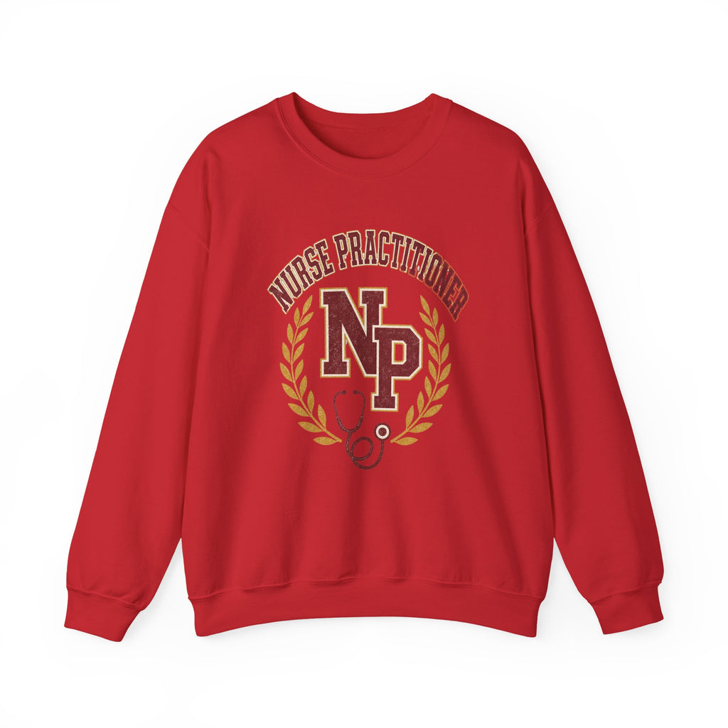 Red Nurse Practitioner NP Gildan 18000 sweatshirt, native front product view