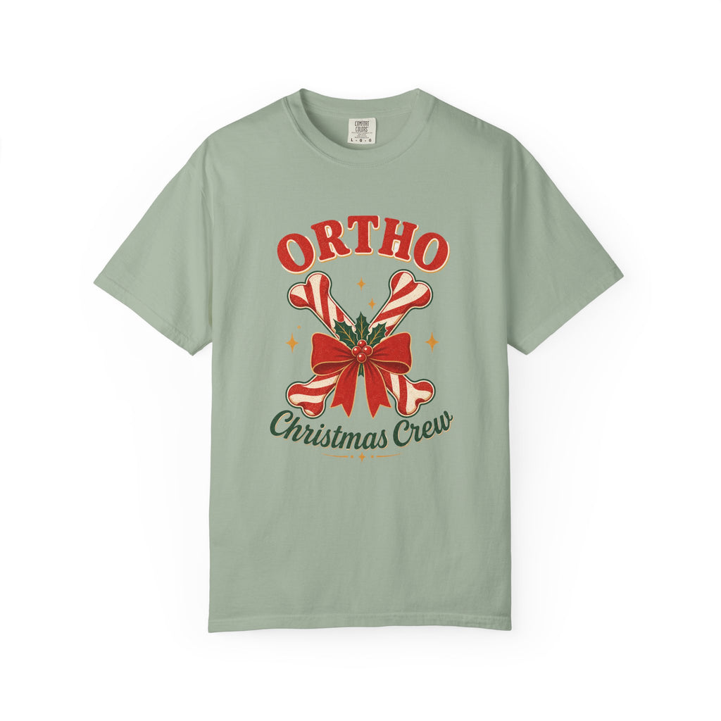 Ortho Christmas Crew candy-cane bones Comfort Colors 1717 tee in Bay