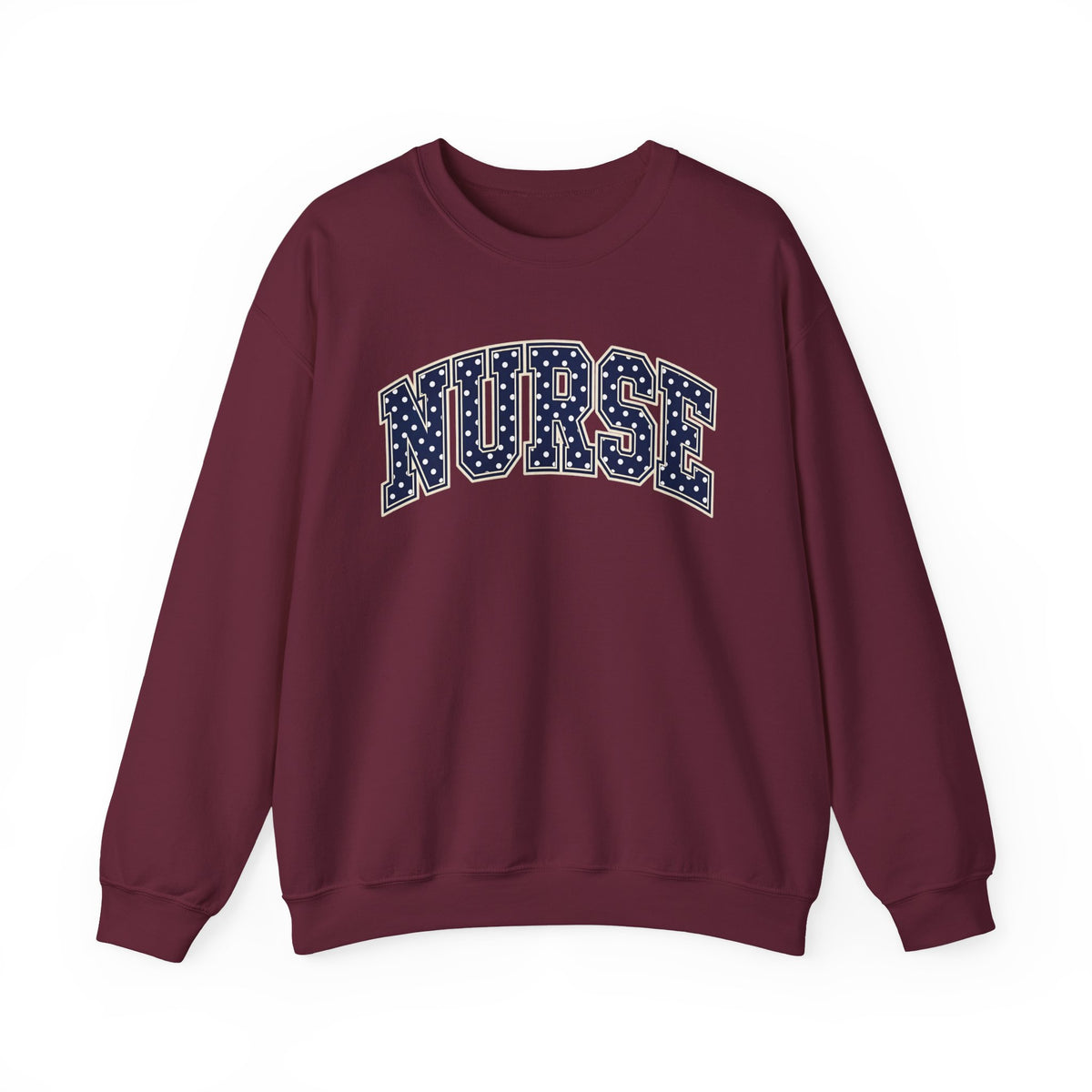 Nurse Polka Dot Varsity Sweatshirt in Maroon