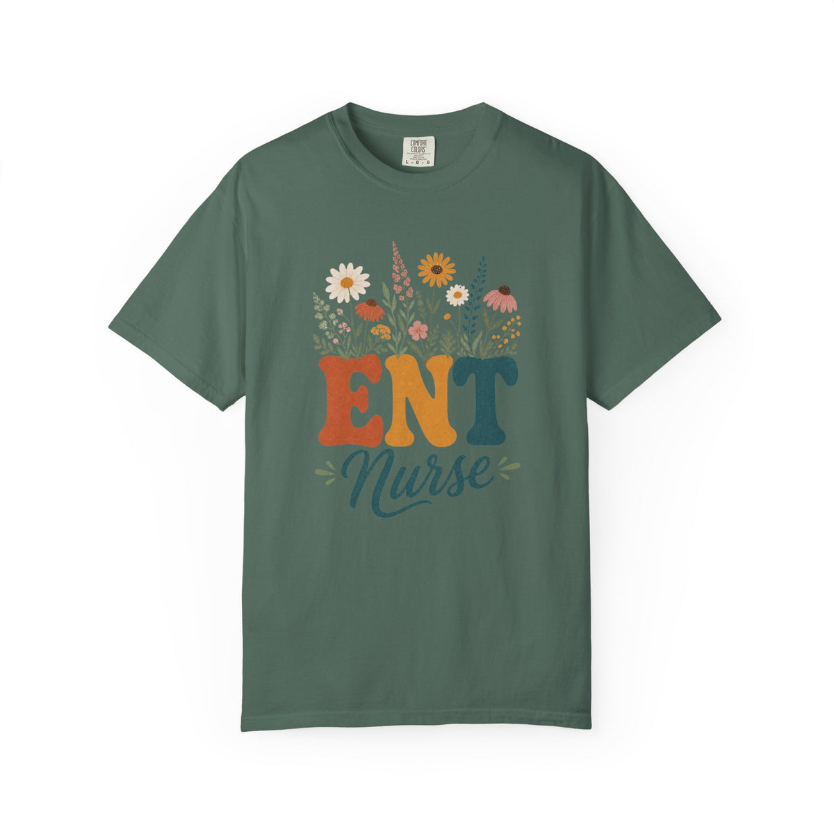 Wildflower ENT Nurse Comfort Colors 1717 tee in Blue Spruce