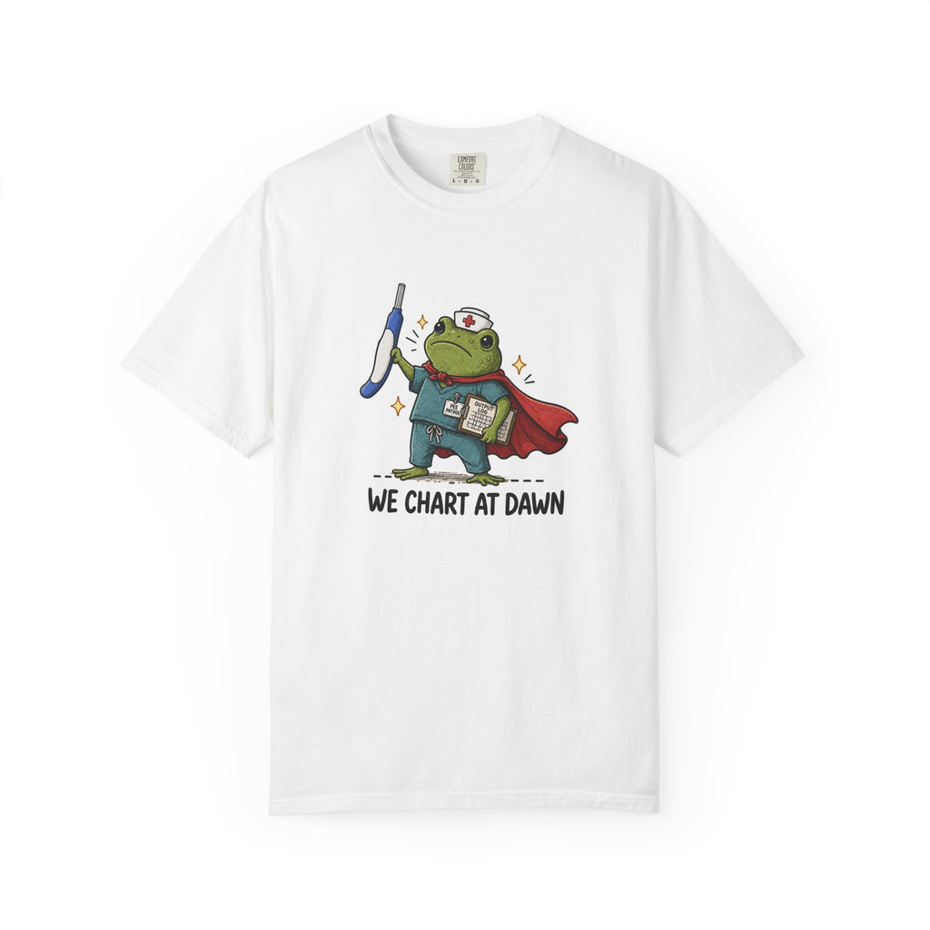 We Chart at Dawn Frog Shirt in White