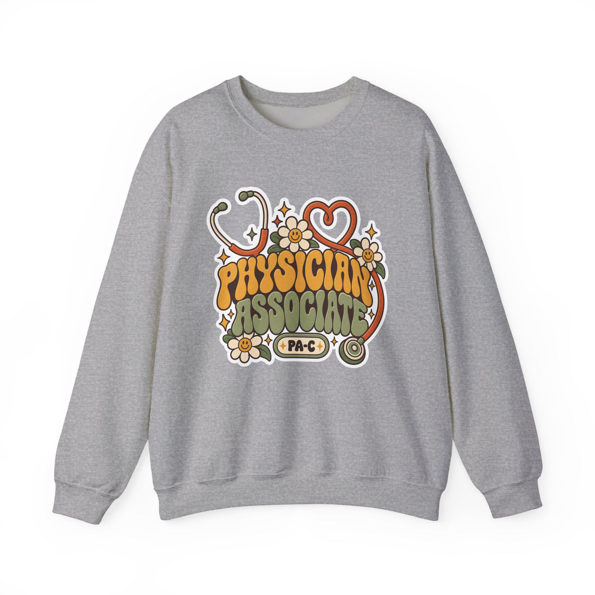 Physician Associate Retro Groovy Sweatshirt in Sport Grey