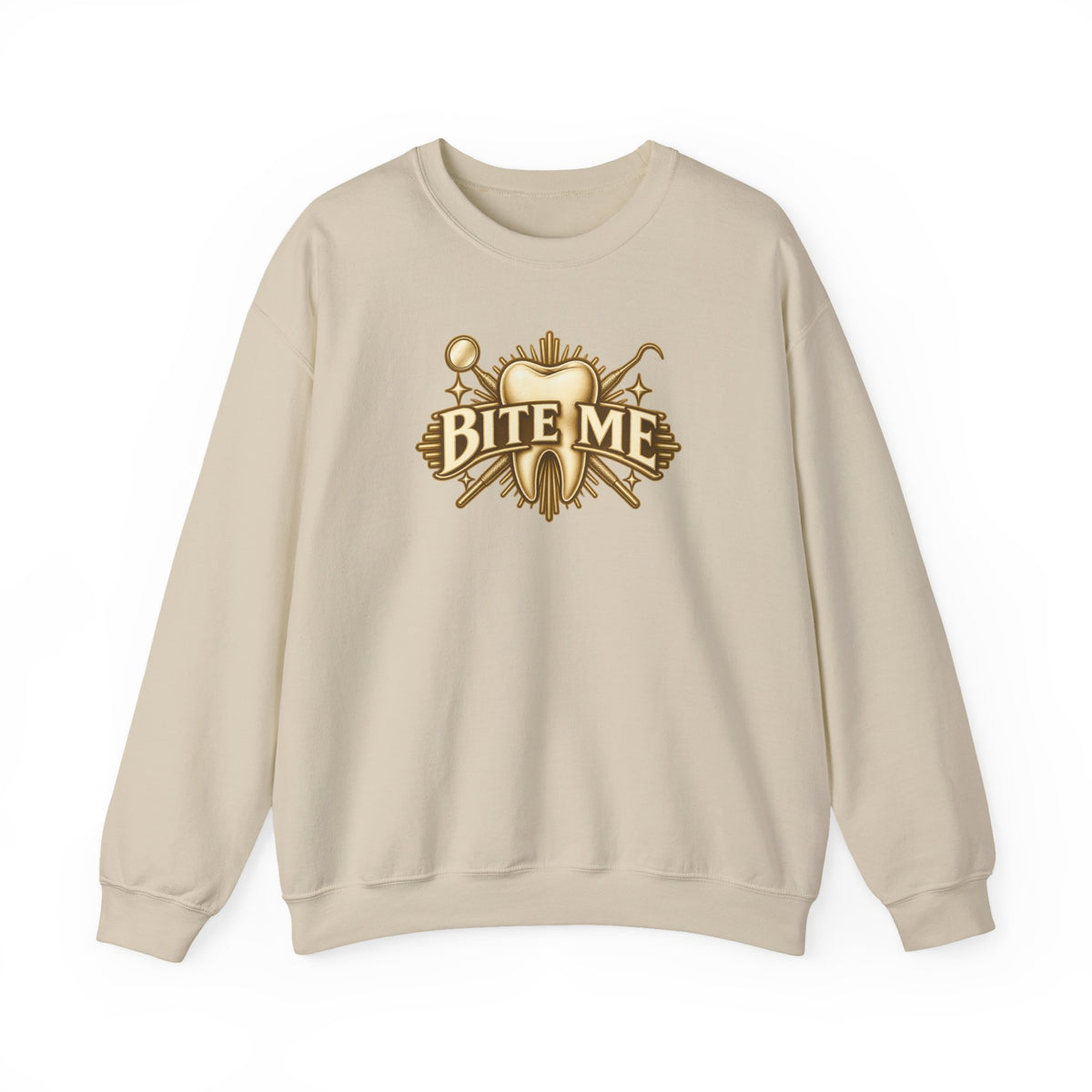 Bite Me Crest Sweatshirt in Sand