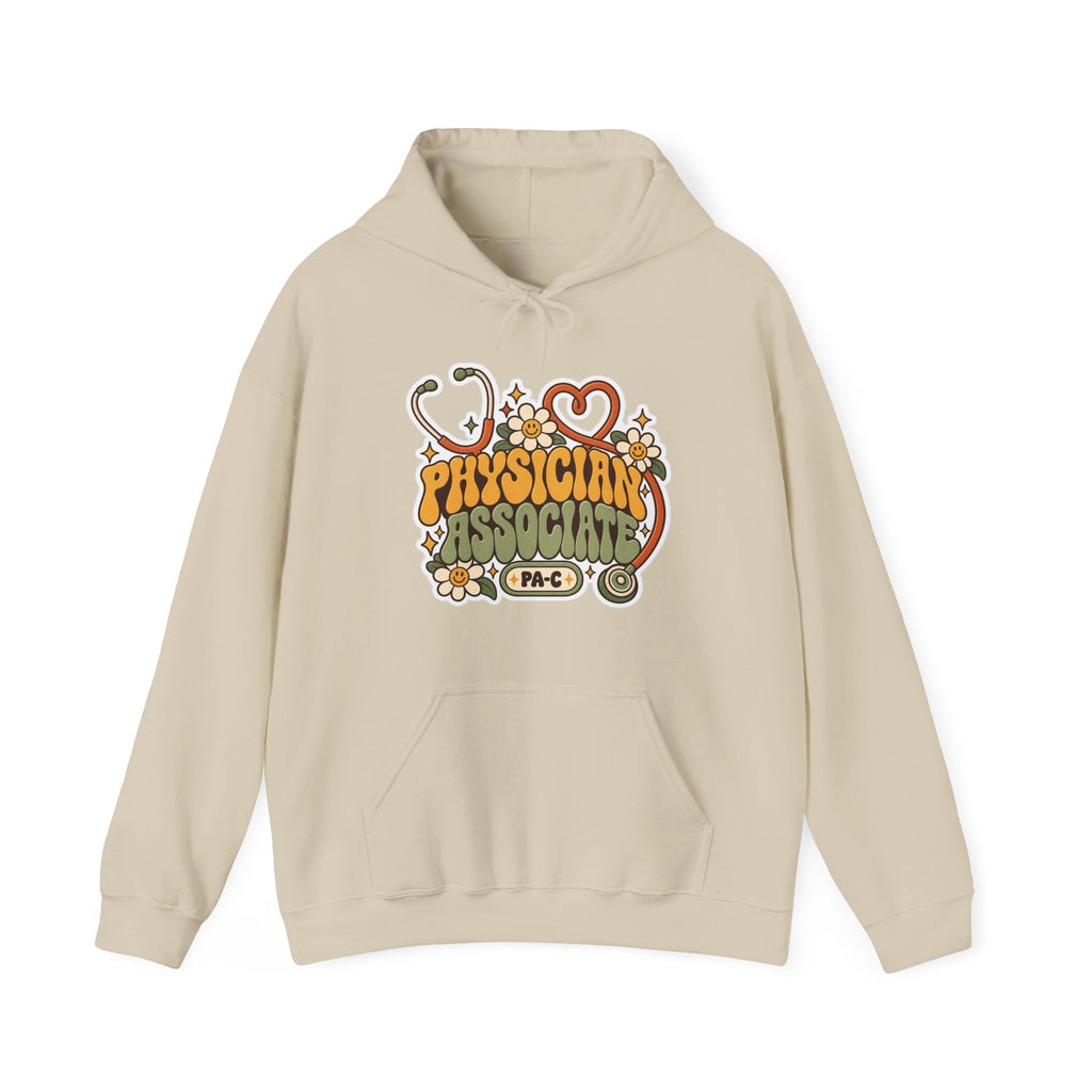 Physician Associate Retro Groovy Hoodie in Sand